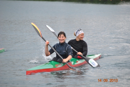 DM KÖLN 2013 Maria paddelt mit Olympiasiegerin Conny
