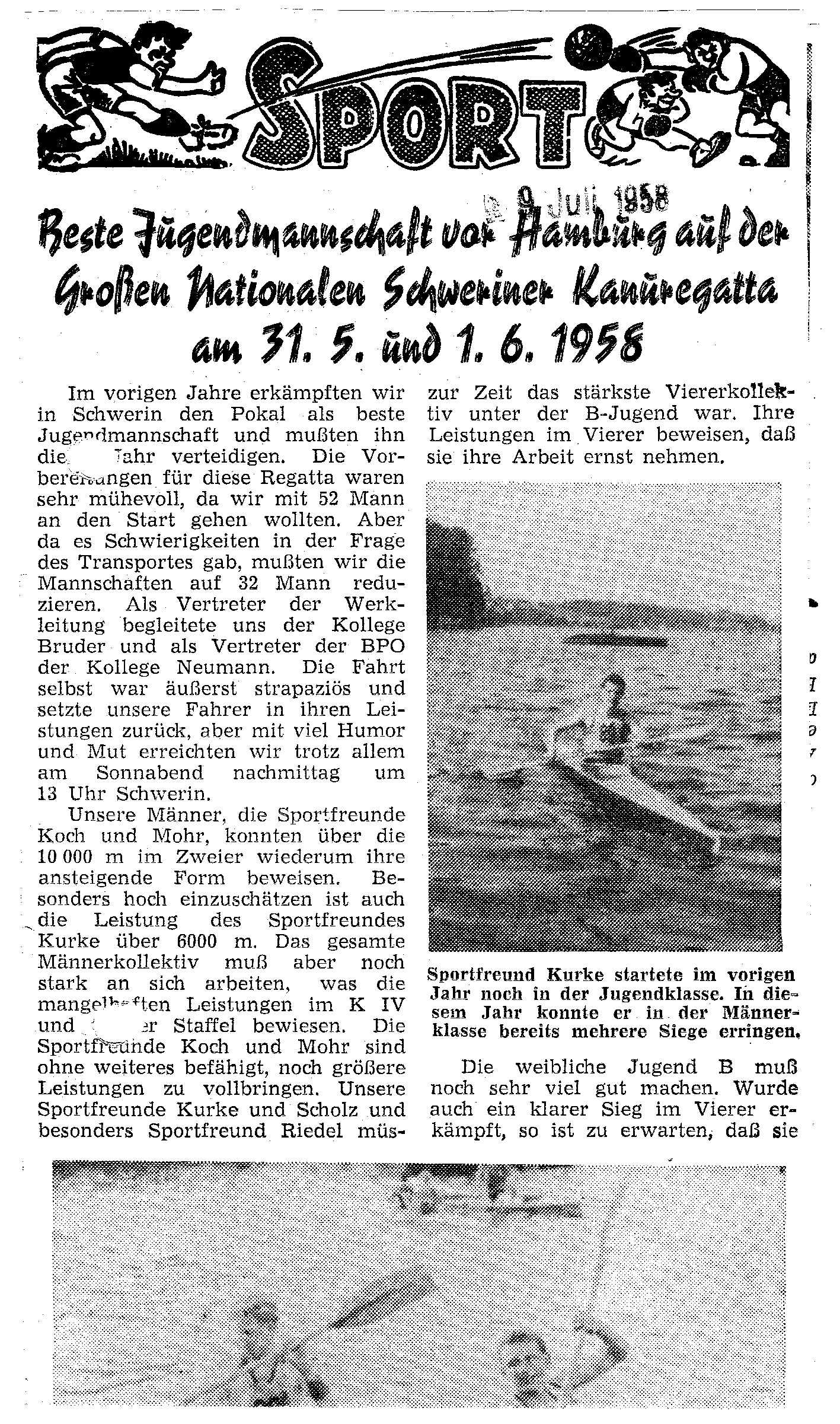 1958-06-01 Sport Beste Jugendmannschaft von Hamburg auf der großen nationalen Schweriner Kanuregatta