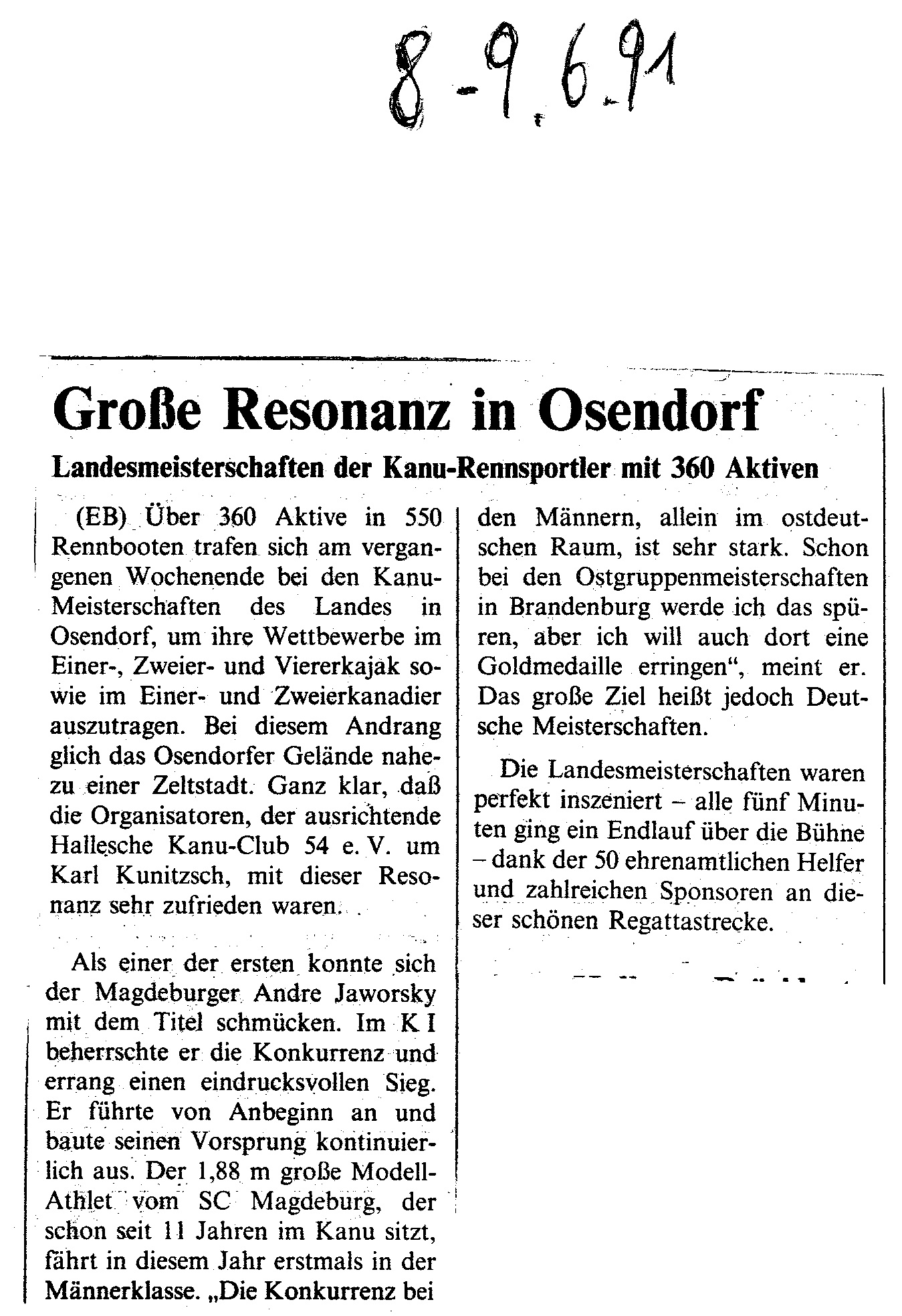 1991-06-09 Große Resonanz in Osendorf