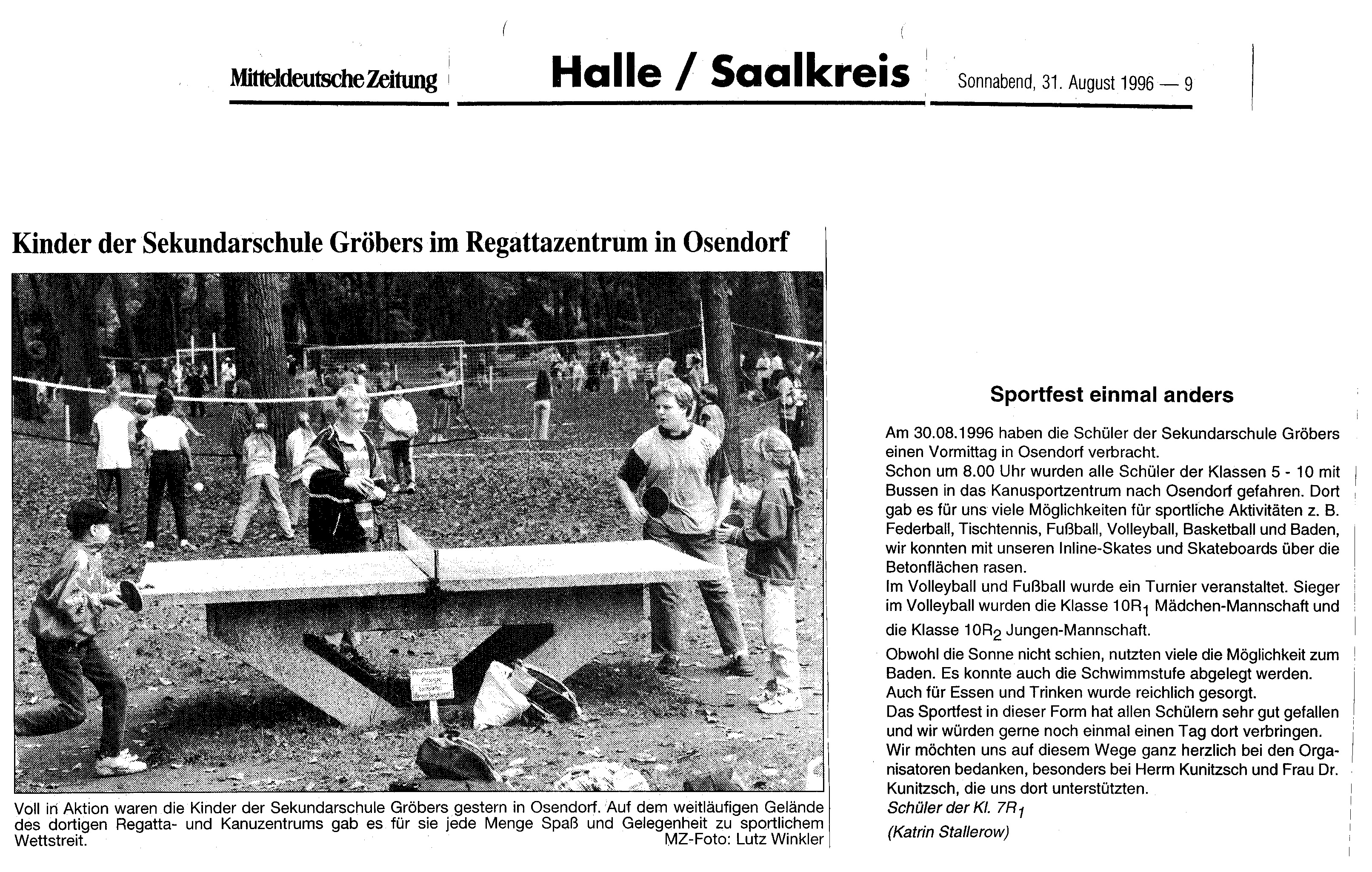 1996-08-31 MZ Kinder der Sekundarschule Gröbers im Regattazentrum in Osendorf