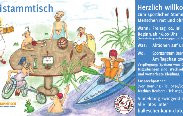Stammtisch für Menschen mit und ohne Handicap am 02.07.2021 – Kanuzentrum Osendorfer See/Halle